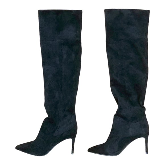 Jeffrey Campbell Women Pointed Toe High Heel Knee Boots in Black Suede Size 10 - Picture 3 of 8
